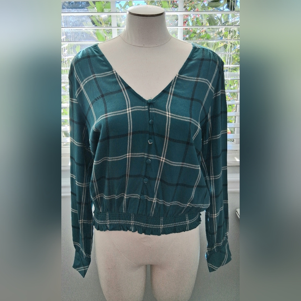 Sanctuary Multi Color Long Sleeve Plaid Shirt Sz M NWT